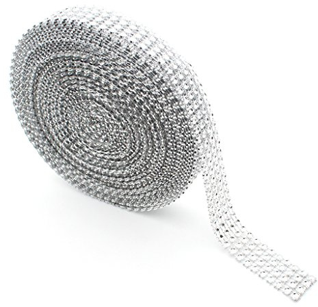 Benvo 4 Row 10 Yard Acryl Bling Diamond Rhinestone Ribbon Wrap für Hochzeitstorte, Geburtstag Dekorationen, Baby Shower Events und Kunst und Handwerk Projekte, Silber
