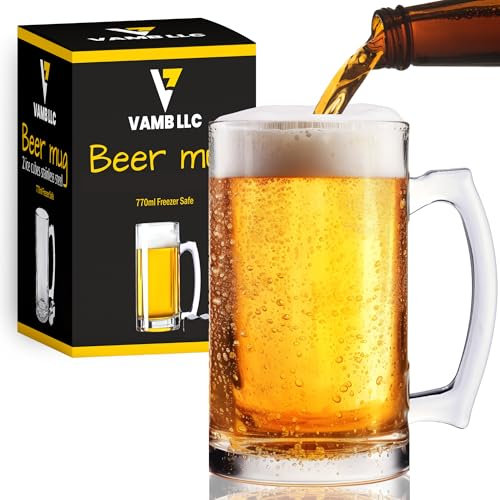 Culina Ware (1 - Tazas de cerveza deportivas de vidrio grueso jumbo de 770 ml