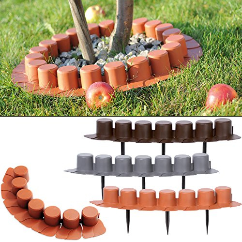 Deuba Bordure de Jardin en Plastique 4,05 m Délimitation pelouse Parterre allées Palissade de Jardin Marron