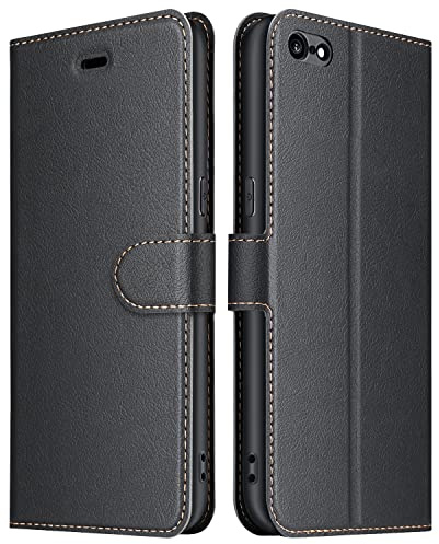 ELESNOW Hülle für iPhone 6 / 6S, PU Leder Klappbar Wallet Handyhülle Schutzhülle Tasche mit Kartenfach, Standfunktion, Magnetisch für Apple iPhone 6 / 6S Hüllen (Schwarz)