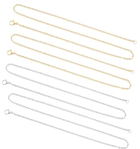 UNICRAFTALE 17.7 Zoll Goldene & Edelstahl Farbkabelkette 20-Teilige Edelstahl Kabelketten 2 mm Breite Halskette Mit Hummerklauenverschlüssen Für Die Herstellung von DIY-Schmuckketten