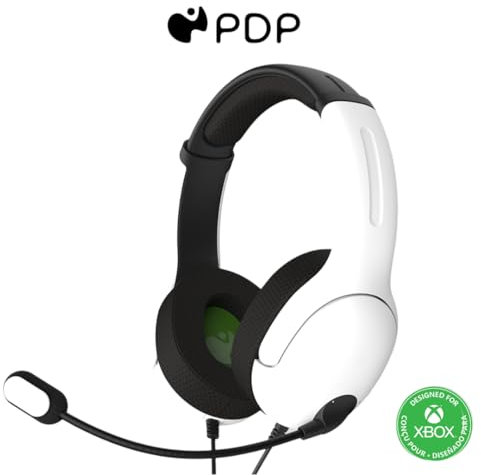 PDP Gaming LVL40 Stereo Kopfhörer mit Mic für Xbox One, Series X|S - PC, iPad, Mac, Laptop Compatible - Noise Cancelling Microphone, Lightweight, Soft Komfort Kopfhörer, 3.5 mm Jack - weiß