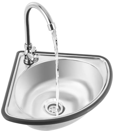 Stainless Steel Single Bowl Sink Wall-Mounted Triangle Wash Basin Kitchen Sink Small Corner Basin Sink for Kitchen Bathroom Lavatory With Faucet