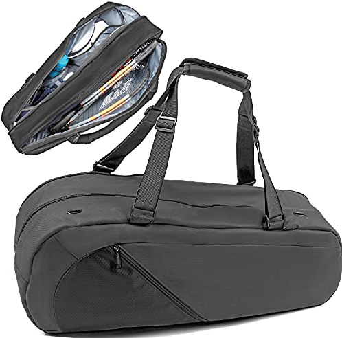 Athletico Tennis Bag and Racketball Bag - Tennis Bags for Women and Men to Hold Tennis Racket, Racquetball Racket, Pickleball Paddles and Other Equipment or Gear (Black)