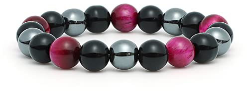 Oeil de tigre en obsidienne 10MM et perles magnétiques Bracelet Mala Bracelet de méditation Bouddha Bouddhiste Tibétain