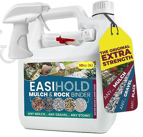 EASIHOLD ROCKS – 3L Harzkieskleber mit Applikator zum Verkleben von Steinen, Rinde und Kies auf Rabatten, Terrassen und Gartenwegen. Hält bis zu 3 Jahre, ungiftig.