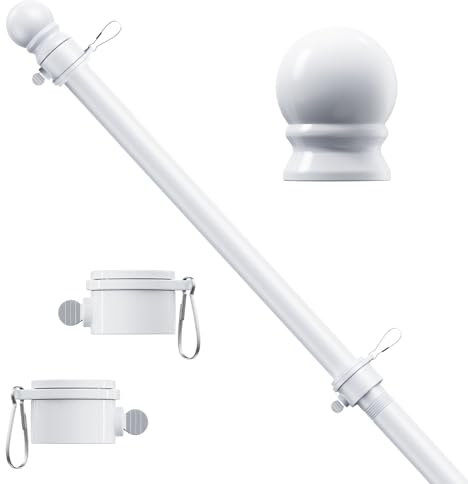 ESTTOP Flaggenmast aus Edelstahl, verhedderungsfrei, drehbar, wetterbeständig, rostfrei, für 7,6 x 12,7 cm große USA-Flaggen, Sportfans, Outdoor-Flaggen, 2,5 cm Durchmesser, für Außenhaus, Wandmontage