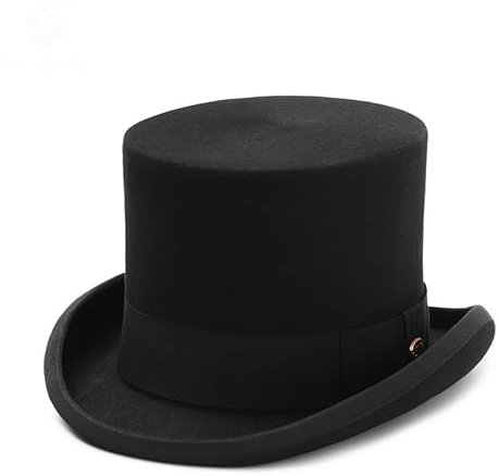 Aoleaky 5,4-Zoll-Zylinderhut aus Wollfilz für Männer Zylinder-Hutaufsatz verrückter Hutmacher Partykostüm Fedora-Zaubererhut 59CM L