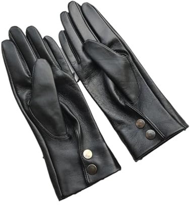 Ungefüttert Frauen Leder Handschuhe Schaffell Handschuh Handgelenk Knopf Medium Lange Grundlegende Wärme Fahren Lederhandschuhe WEISS Herren-S, weiß, 36