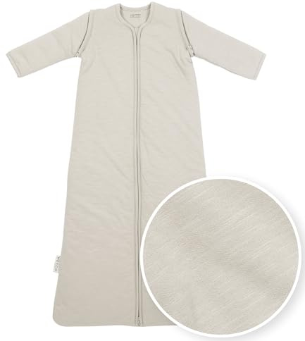 MEYCO Baby Slub Schlafsack, Babyschlafsack (Schlummersack mit abnehmbaren Ärmel, atmungsaktiv, ideal für Sommer und Winter, 110 cm, 2,5 TOG), Greige