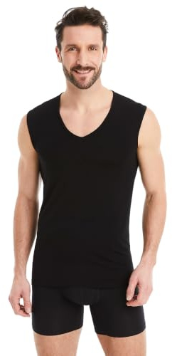FINN Ärmlös V-ringad bodysuit för män - Micro-Modal Lenzing, svart, 3XL