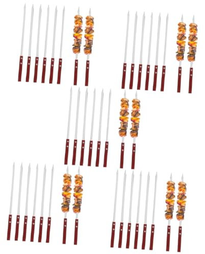 HANABASS 30pièces Brochettes Barbecue Inox à Poignée Brochettes Métalliques Pour Kebab Pour Camping Et Picnics