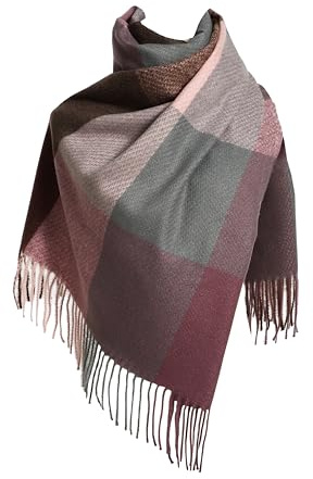 EONPOW Sciarpe da donna Sciarpe invernali Tartan Wraps Scialle lungo Tassel Stole Ladies Warm Scarf