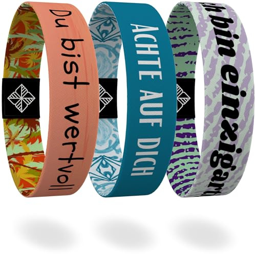 juma - glaubensband | Set Selbstliebe - Verschiedene Größen | Freundschafts-, Energie- & Motivations-Armbänder, Aus Stoff, Inspirierende Glücksbringer