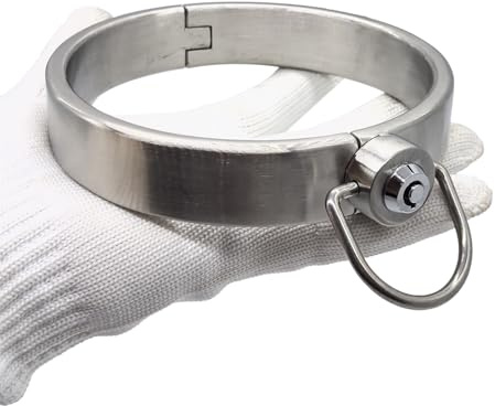 Soarvlorfy Edelstahl Halsband Halsreif Halsfessel O-Ring Erotik Sex Halsbänder Rollenspiele mit Druckverschluss Slave Bondage Fetisch Erwachsene SM Sexspielzeug für Männer Frauen,Silber,Ø 11.7cm