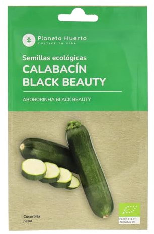 Planeta HUERTO | Semillas Ecológicas de Calabacín Black Beauty – Frutos Oscuros y Brillantes, Rápido Crecimiento y Gran Producción
