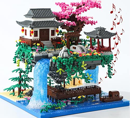Yushinv Set di costruzione di alberi di ciliegio in fiore con scatola regalo, musica originale (tipo: sinfonia), kit di costruzione di luci per casa Sakura Bonsai giapponese (3320 pezzi)
