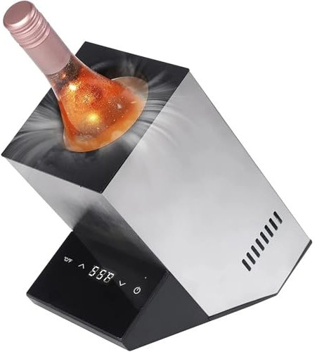 Wine Chiller Electric Single Bottle Cooler Stainless Steel - Rapid Beverage, Champagne, Drink Chiller for Wine - Wine Coolers