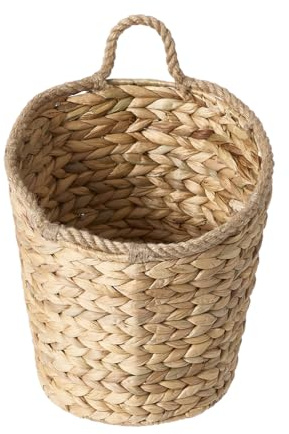 Water Hyacinth Wall Hanging Multi-Purpose Storage Basket (Large) | Wall Mounted, Newspaper Basket, Magazine Holder