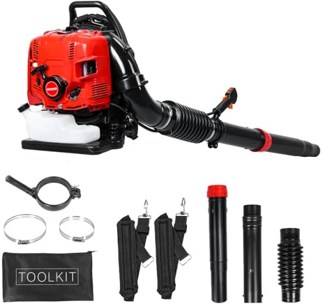 Benzin-Laubbläser, 75.6CC 900CFM 4-Takt-Motor Laubbläser Benzin, 7100RPM Akku-Gartengebläse, Rucksack-Laubbläser für Schnee, Rasenpflege, Straßenreinigung