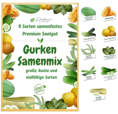 Prademir Gurken Samen 9 x Gurkensamen samenfeste Sorten Saatgut Hohe Keimrate