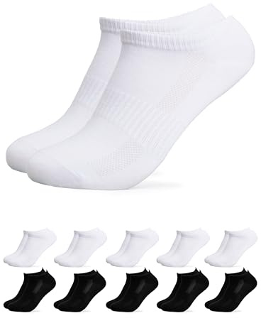 Occulto bambus ankle strumpor män & kvinnor 10 pack (modell: Sunny) Svart Vit 35-38