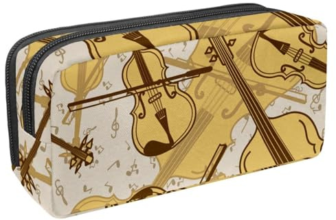 Federmäppchen, Federmäppchen, Schüler-Schreibwaren-Tasche für Teenager, Jungen, Mädchen, Schule, Bürobedarf – Kontrabass und Violine, multi, 2.3x8.2x3.9in/6x21x10cm, Taschen-Organizer