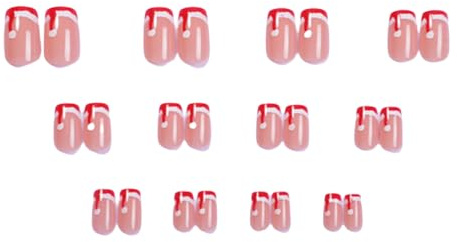 Lot de 24 faux ongles artificiels pour décoration de Noël Motif chapeau de Noël