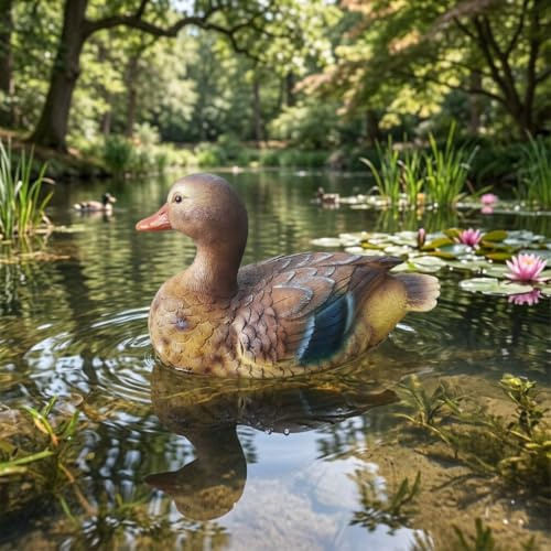 ZJchao Statua di Anatra Mobile Decorazione per Laghetta Scultura in Resina per Decorazioni da Piscina da Giardino (Pesca)