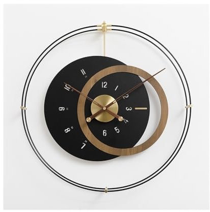 Silenzioso Orologio da Muro 60cm Soggiorno, Sala da pranzo Sfondo Decorazione da parete Grande orologio Orologio moderno di lusso, Nero Orologio da parete