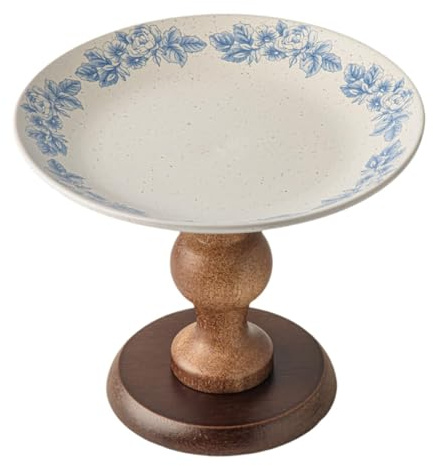 MagiDeal Assiette à gâteau en céramique sur pied, plateau à compote, décoration d'intérieur, support de bol à fruits, plateau de service pour comptoir de