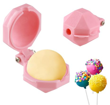 Wbgraceful 2 PCS Pink Round Cake Pop Mold Shapes Press Set, 3D Printed Circle Cake Pop Cutter & Pusher, CakePop Molds for Baking, Parties, Weddings