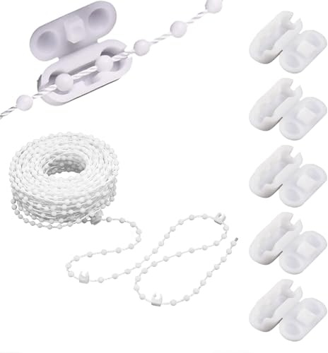 Catena Tenda a Rullo 10 Metri Con Connettori,10 Pezzi Palline per Tende Verticali,Veneziane,Corda Parti di Ricambio per Tende a Rullo,Raccordi di Riparazione,per riparazione avvolgibili verticali