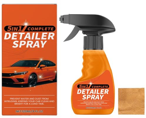 Spray Detergente Rapido - Spray Pulitore Auto | 120 ml con Panno per Luce Brillante Residui Leggeri Finish Durevole