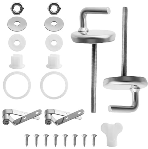 Set di 15 pezzi di ricambio per sedile WC, tra cui rondelle, cerniere, viti e chiavi, pezzi di ricambio per sedile WC in acciaio inox, per copriwater