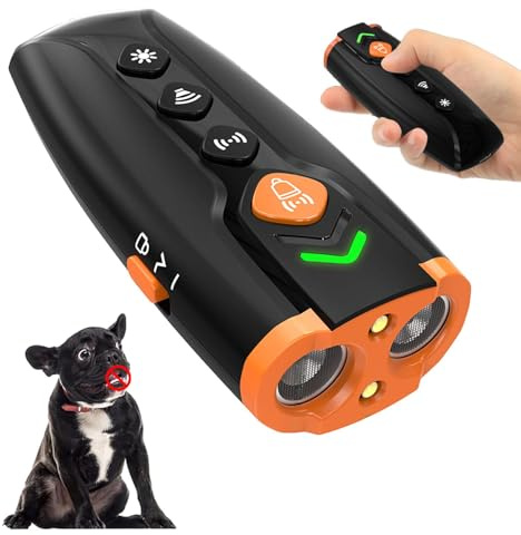 Antibellhalsband für Hunde, Anti-Bell-Gerät für Hunde, Wiederaufladbar Antibell Ultraschall Gerät mit 4 Modi, LED-Taschenlampe, 7m Reichweite, für kleine, Mittelgroße und Große Hunde (Schwarz.)