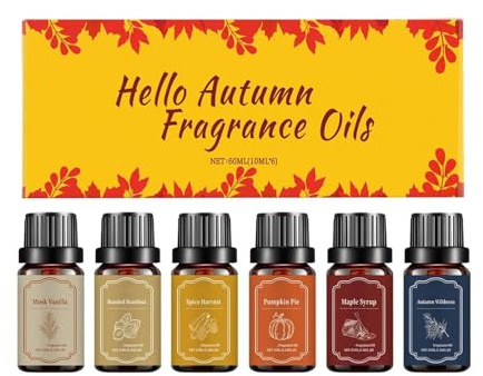 Autumn Essential Oils Set, Pumpkin Season Essential Oils for Diffusers for Home, Fall Fragrance Oil Kit for Candle, Soap Making, Dryer Ball, Pumpkin Pie, Autumn Wildness
