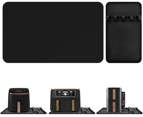Silicone Heat Resistant Mat for Air Fryer, 48x30cm Airfryer Accessories Heat Proof Mat for Ninja Cosori Phlips Panasonic, Kitchen Worktop Protector, Heatproof Mat for Coffee Machine Microwave Oven