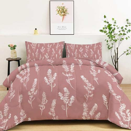 Bettdecke 4-Jahreszeiten Steppdecke in 135x200 cm, Minimalistischer Lavendel Warme und Leichte Schlafdecke ohne Bezug, Besonders Flauschig & waschbar, Rosa