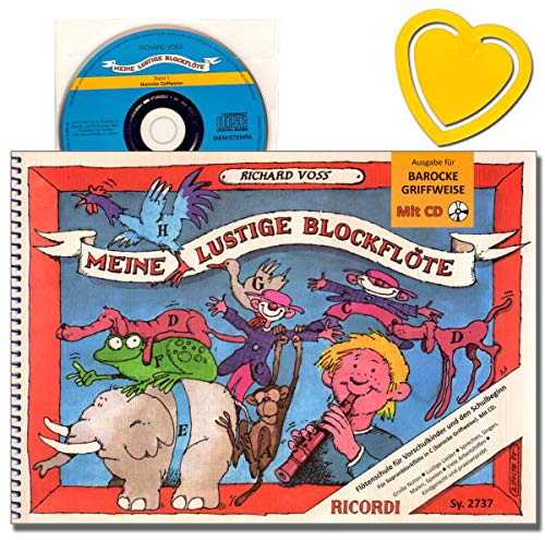 Flûte à bec humoristique - Flûte à bec soprano (poignée baroque) avec CD pour écouter et jouer - Autore: Richard Voss - Avec pince de notes colorée - SY2737 9790204227372