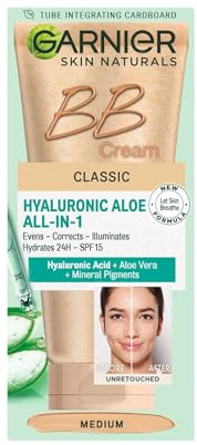 Garnier Skin Naturals Classic Hyaluronic Aloe All-in-1 BB Medium Cream, 50ml