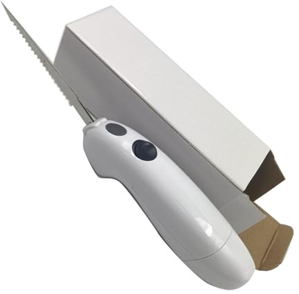 BURLOE Elektrisches Messer, Kabellos Wiederaufladbar Einfaches Schneiden Tranchiermesser Edelstahlklingen Filetmesser Tragbares Steakmesser Zum Tranchieren,Weiß