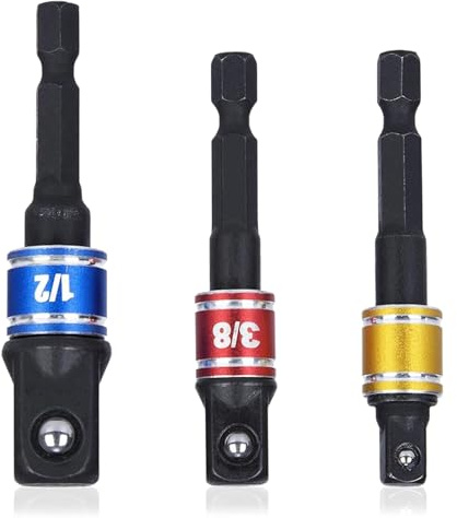 3PCS Impact Socket Adapter Kit, Portable Design Drive Adapter Kit, Drill Adapter Kit, 1/4-inch, 3/8-inch, and 1/2-inch Actuators