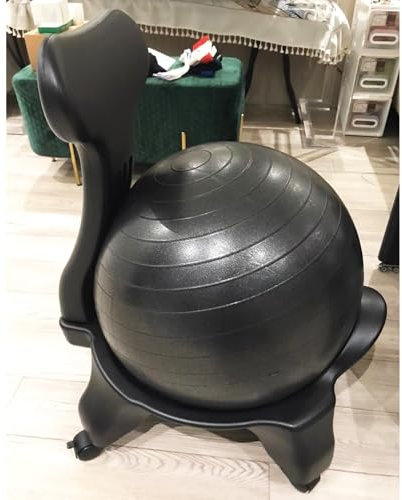 Innovz Silla con Pelota Asiento Ergonomico con Pelota de Ejercicios, Taburete Rodante de Oficina Asiento con Pelota de Estabilidad para Fisioterapia, Pelota Antirrotura para Gimnasia Yoga en Casa