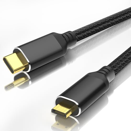 4K Micro HDMI auf USB C Kabel, High Speed 4K @ 60Hz/2K @ 120Hz, unidirektionales Micro-HDMI auf USB Typ C Nylongeflecht, kompatibel mit Sony Zfc, Kamera, Raspberry Pi 4, Video-Capture-Karte, schwarz