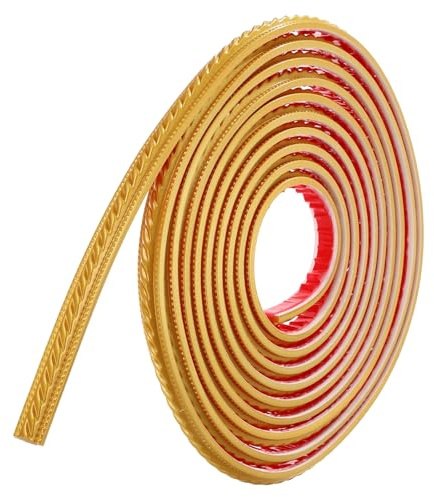 QUARKZMAN Peel and Stick Moulure Pour Murs 0.6 x 16 ft Moulure Flexible Or | Pour Miroir, Moulure Auto-Adhésive Pour Panneaux Muraux, Bordure Pour Papier Peint, Pour Plinthe Murale DIY