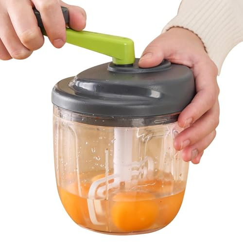 Handhacker für - Handkurbel Gemüseschneider, Zwiebelspinner mit integriertem Behälter | Effizientes Küchenwerkzeug zum Hacken von Knoblauch, Nüssen, Karotten, mehr für Hauskost, Premium -Qualit