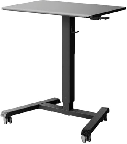 Stehpult Höhenverstellbar Tisch mit 4 Rollen, Steh-Sitz Schreibtisch | Mobiler Laptoptisch für Couch, Überbett-Tisch, Büro & Zuhause, Belastbar bis 14 kg, Schwarz, 65×45 cm