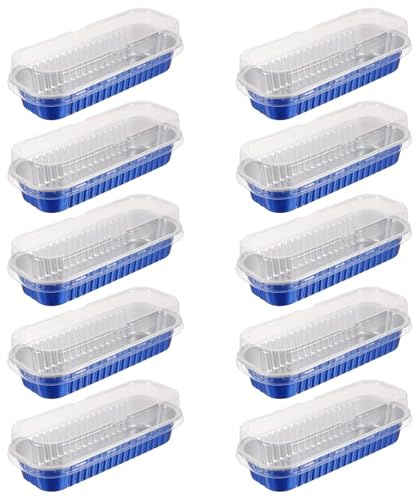 XLANDALYUEFA Lot de 20 plaques de Cuisson en Aluminium avec Couvercle, for gâteaux, friteuses à air, Muffins, Mini-Pains, for la Cuisson(Blue)