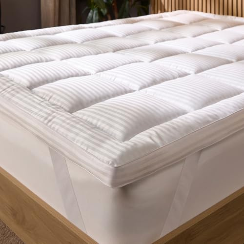 Snuggledown Hotel Mattress Topper Single Bed - 5cm Deep Quilted Luxury Single Topper for Soft Comfort | 2-Year Guarantee, Easy Fit Straps, Non-Allergenic & Washable